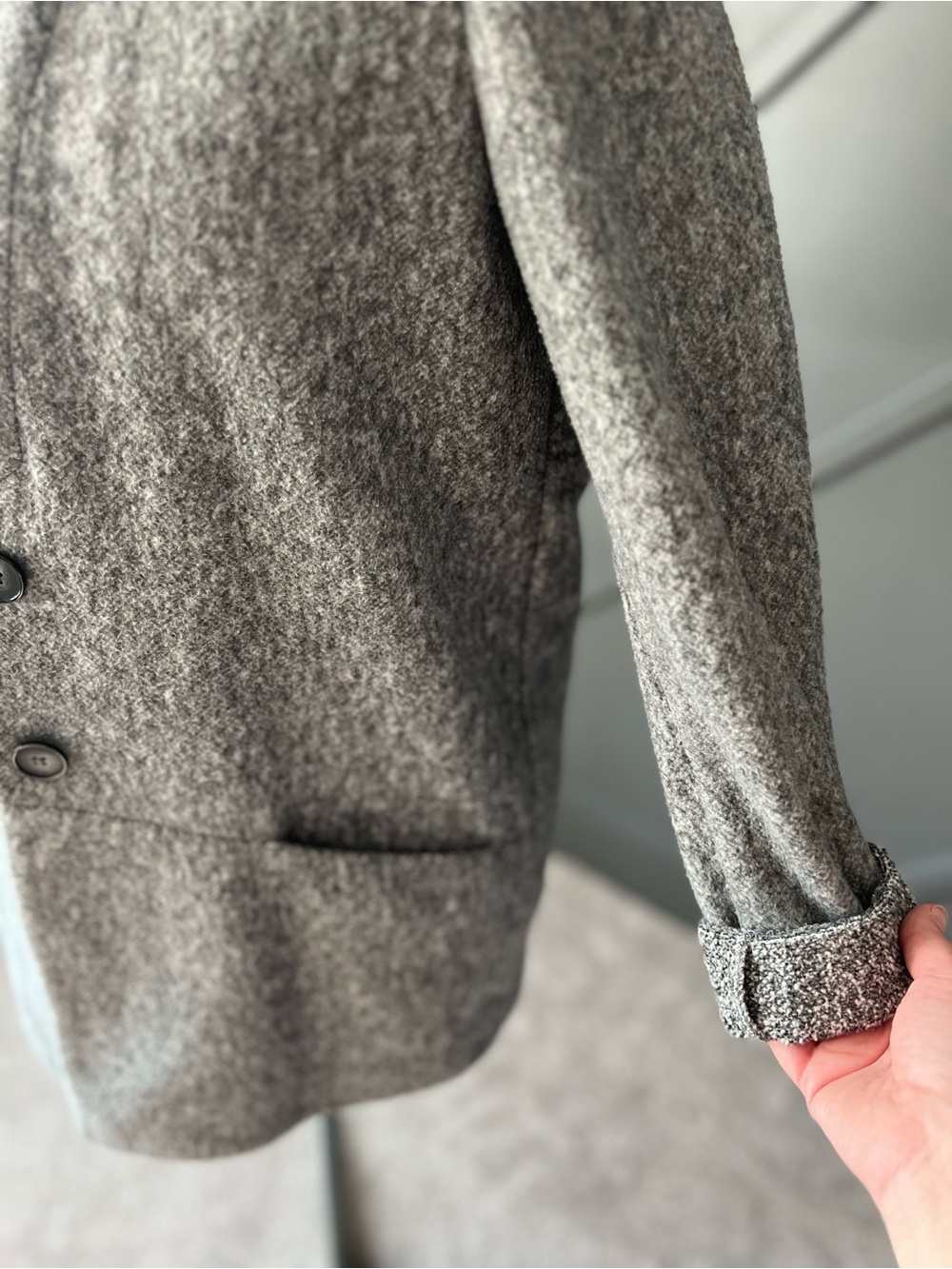 Old Navy Light Gray Wool-Blend Pea Coat - Picture 2 of 10
